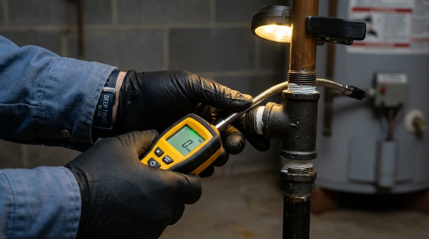Gas leak detection with electronic sniffer by Johns Plumbing LLC in Marshfield
