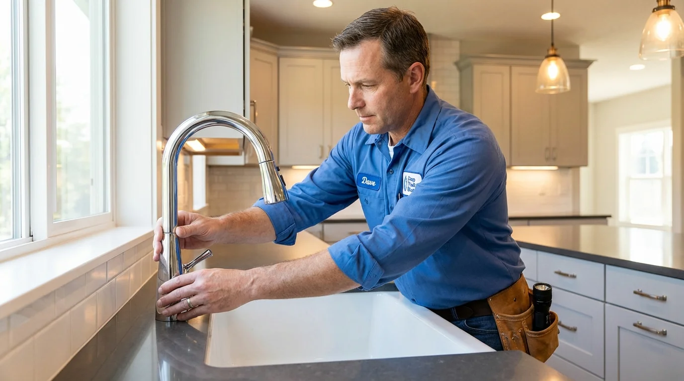 Kitchen faucet installation by Johns Plumbing LLC in Marshfield