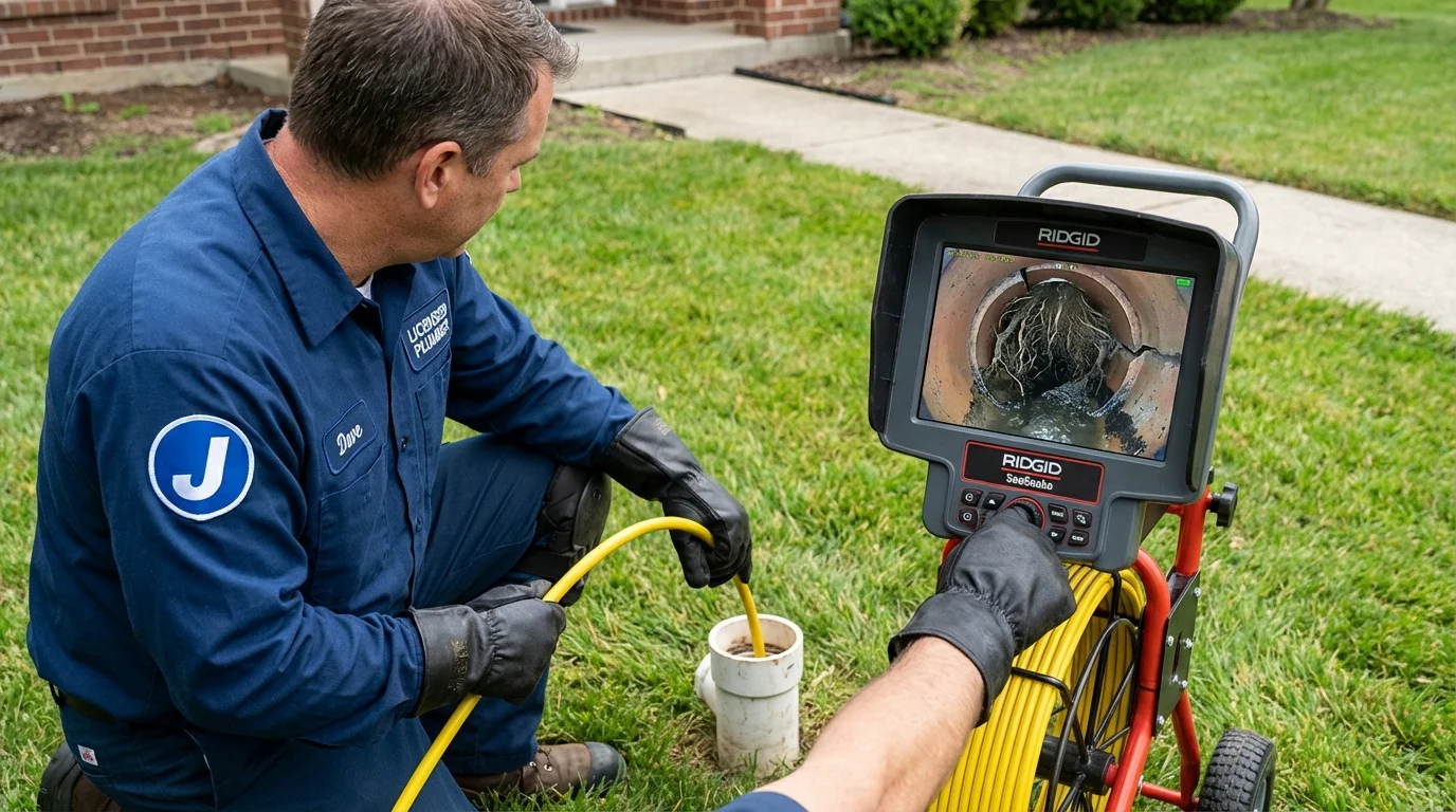 Sewer camera inspection being performed by Johns Plumbing LLC in Marshfield