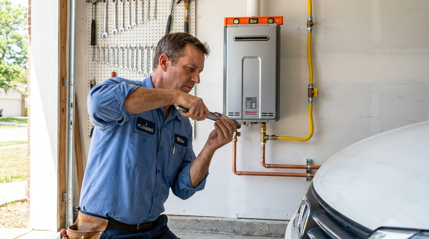 Tankless water heater installation by a Johns Plumbing LLC plumber in Marshfield